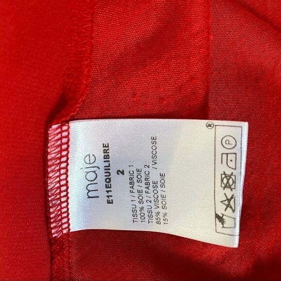 MAJE red 1 cold shoulder top blouse w ruching sz M - Picture 6 of 8